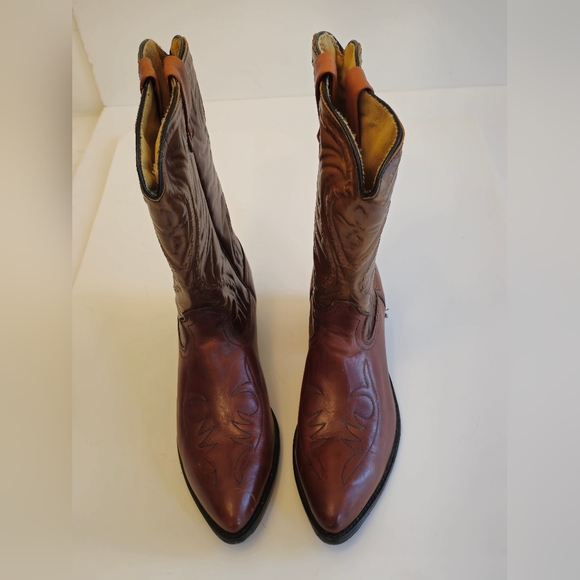 Ramrods Unisex Cowboy Western Pull Up Leather Boots Tan Brown Size 10.5 D - Picture 3 of 17